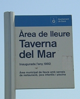 Cartel del &aacute;rea de la "Taverna del Mar" en Gav&agrave; Mar